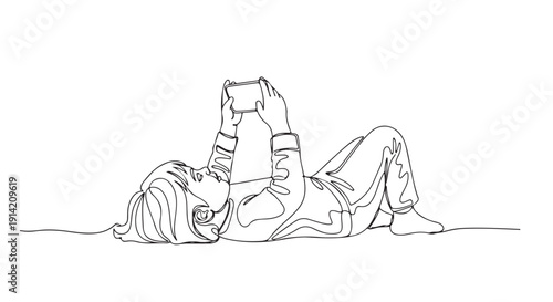 Young person engaging with digital content on smartphone while relaxing, illustrating modern leisure and screen time trends