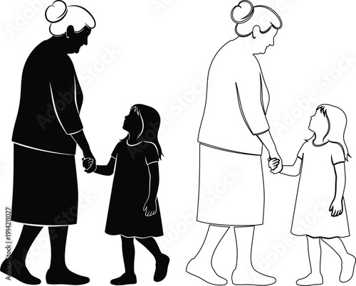 Three generations holding hands in a family moment of connection and support.