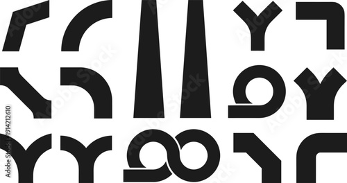 Abstract shapes vector grid set for pattern design cognitive puzzles