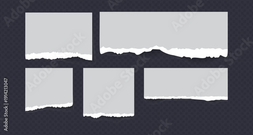 Realistic Torn White Paper Texture with Ripped Edges on Transparent Background