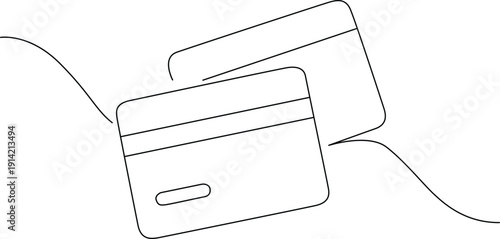 Two blank credit cards connected by a dotted line on a white background Vector