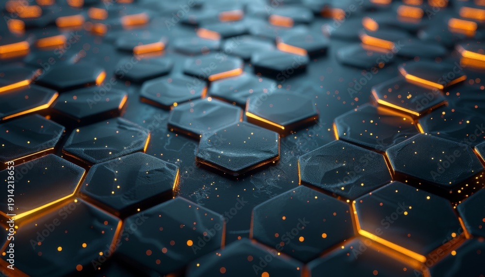 Obraz premium Stunning abstract hexagonal pattern with glowing edges and textured surface for modern design projects