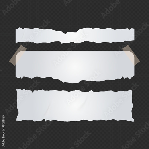 Realistic Torn White Paper Texture with Ripped Edges on Transparent Background
