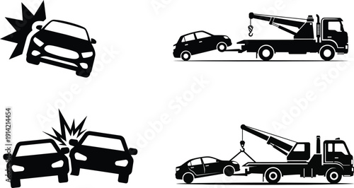 Car accident and tow truck illustrations