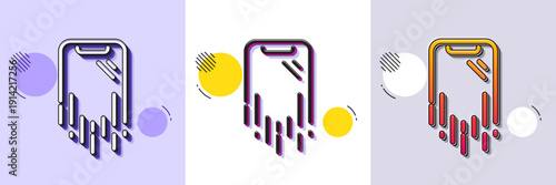 Smartphone recovery line icon. Halftone dotted pattern. Gradient icon with grain shadow. Phone backup sign. Mobile device symbol. Line smartphone recovery icon. Various designs. Vector