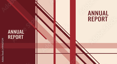 Annual Report Cover Design with Abstract Geometric Lines and Text.