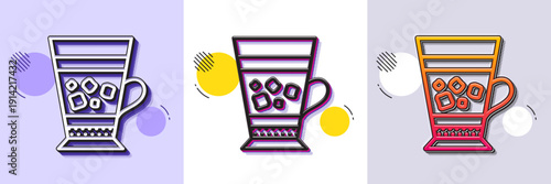 Frappe coffee icon. Halftone dotted pattern. Gradient icon with grain shadow. Cold drink sign. Beverage symbol. Line frappe icon. Various designs. Vector