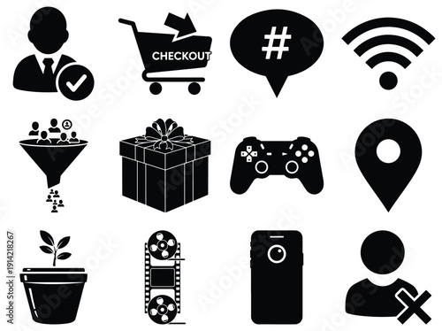 Set of Black Representing Digital Interaction and Social Media 3
