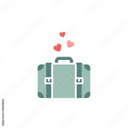 Vintage Suitcase with Hearts - Travel Love, Romantic Journey, Holiday, Adventure, Getaway Icon