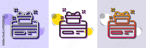 Loyalty card line icon. Halftone dotted pattern. Gradient icon with grain shadow. Bonus points. Discount program symbol. Line loyalty card icon. Various designs. Vector