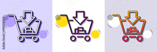 Add to Shopping cart line icon. Halftone dotted pattern. Gradient icon with grain shadow. Online buying sign. Supermarket basket symbol. Line shopping icon. Various designs. Vector