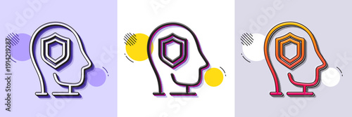 Psychology therapy line icon. Halftone dotted pattern. Gradient icon with grain shadow. Protect mental health sign. Brain care symbol. Line psychology icon. Various designs. Vector