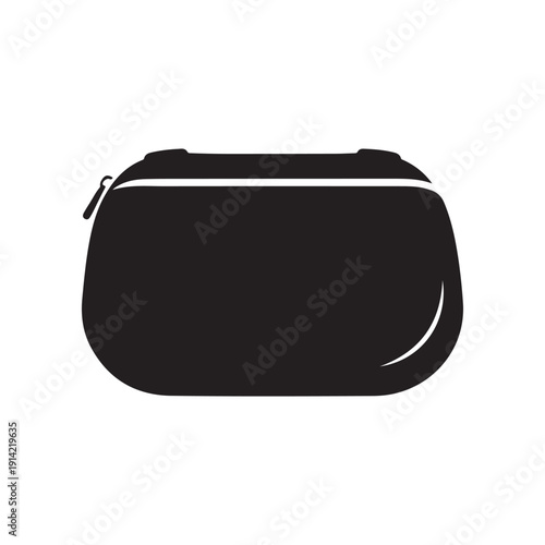 Black cosmetic bag with zipper and handle