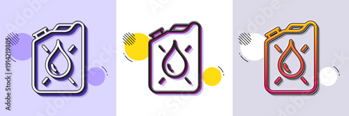 Canister line icon. Halftone dotted pattern. Gradient icon with grain shadow. Diesel fuel sign. Kerosene or gasoline container symbol. Line canister icon. Various designs. Vector