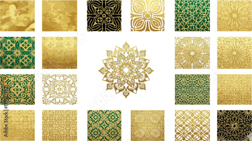 A set of four seamless floral patterns featuring vintage damask ornament designs and antique Victorian style leaf illustrations for textile, wallpaper, and fabric decoration