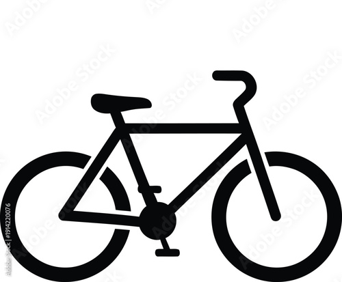A simple black bicycle icon on a white background, symbolizing cycling and fitness.