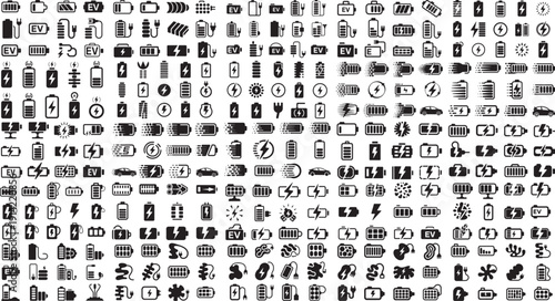 collection of various eco friendly and technology related icons on white background