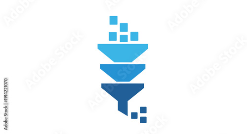 Blue funnel with squares pouring in.