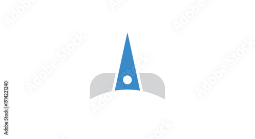 Blue Navigation Compass with White Circle Center.