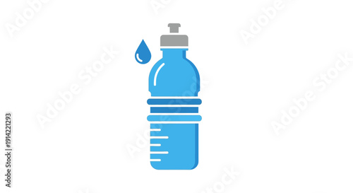 Blue plastic water bottle with cap.