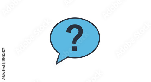 Blue Speech Bubble with Question Mark.