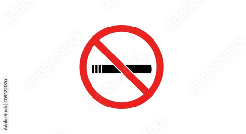No smoking sign with red circle and diagonal line on white background indicating prohibition