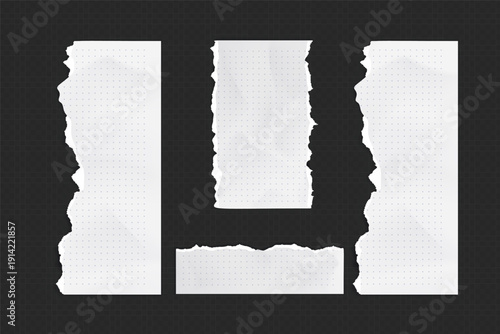 Realistic Torn White Paper Texture with Ripped Edges on Transparent Background