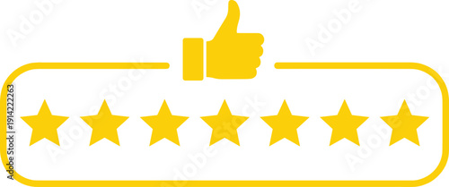 Five star rating banner with thumbs up icon customer feedback review concept isolated on white background vector illustration