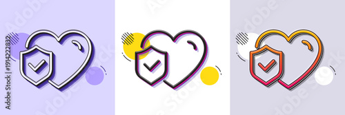 Life insurance line icon. Halftone dotted pattern. Gradient icon with grain shadow. Health coverage sign. Protection policy symbol. Line life insurance icon. Various designs. Vector