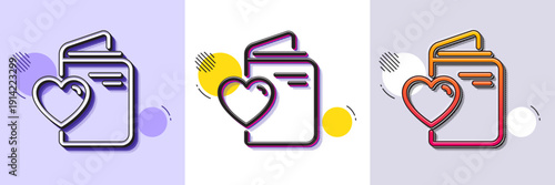 Love document line icon. Halftone dotted pattern. Gradient icon with grain shadow. Wedding passport sign. Couple relationships symbol. Line love document icon. Various designs. Vector