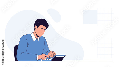 Man Using Calculator for Financial Planning and Analysis