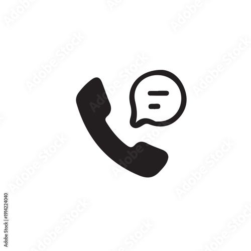 Phone Call Icon – Minimalist Telephone Handset with Speech Bubble