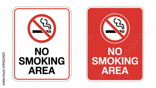 No smoking signs with red circle and line through cigarette icon