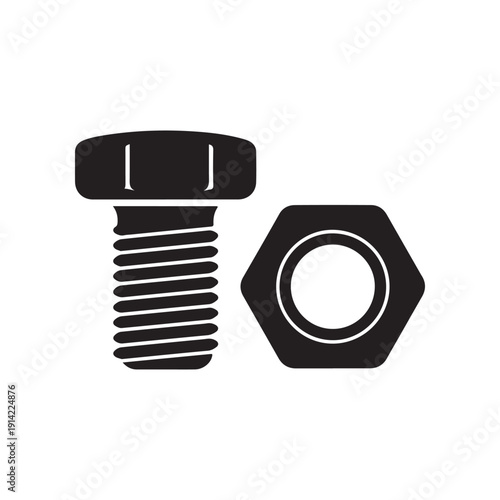 Hex Bolt And Nut Isolated Vector Illustration