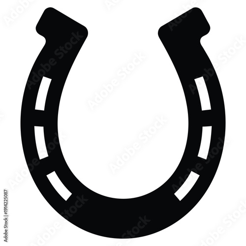Horseshoe Silhouette with Nail Holes Isolated on White Background