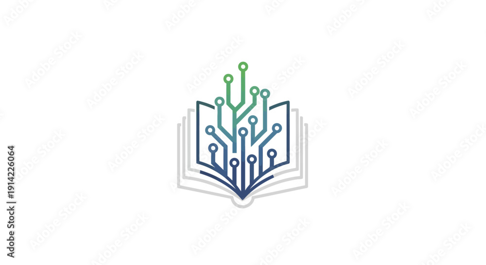 Obraz premium Book with Circuit Board Illustration.