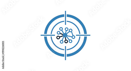 Blue Target Icon with Central Design Element.