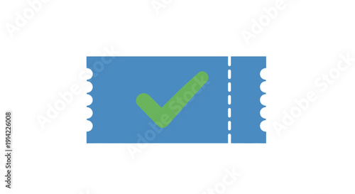 Blue Ticket with Green Checkmark.
