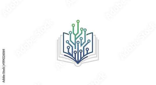 Book with Circuit Board Illustration.