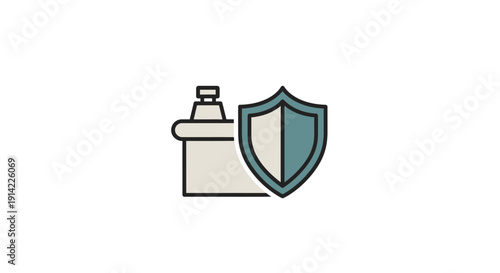 Bottle and Shield Protection Icon Illustration.
