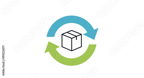 Box with Circular Arrows Recycling Concept.