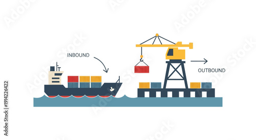 Cargo Ship Unloading Containers at Dock.