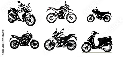 vector silhouettes of bicycles