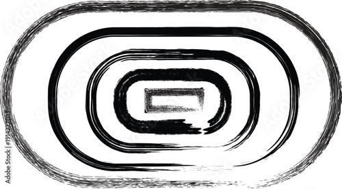 Handwriting design concept black and white concentric squares with rough edges