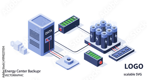Energy Center Backup System with Batteries and Controls.