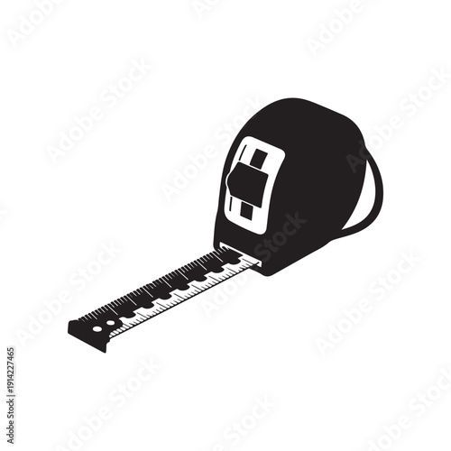 Retractable measuring tape with hook end isolated