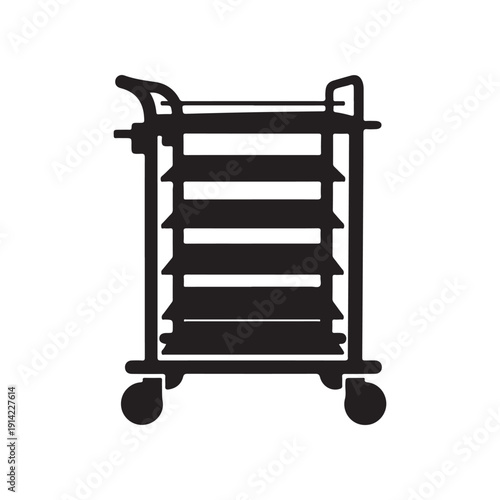 Service cart with multiple shelves on wheels
