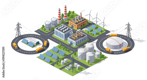 Sustainable Industrial Facility with Renewable Energy Sources.
