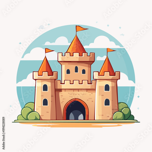 Fairytale Castle Illustration A Whimsical Architectural Icon for Fantasy and Adventure Themes