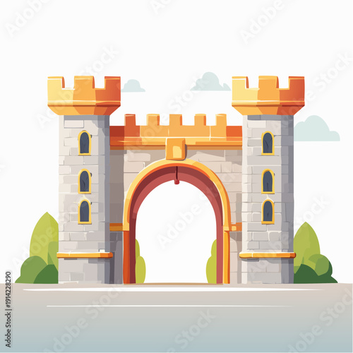 A magnificent medieval castle gate, a majestic and imposing fortress entrance, perfect for fantasy and historical themes